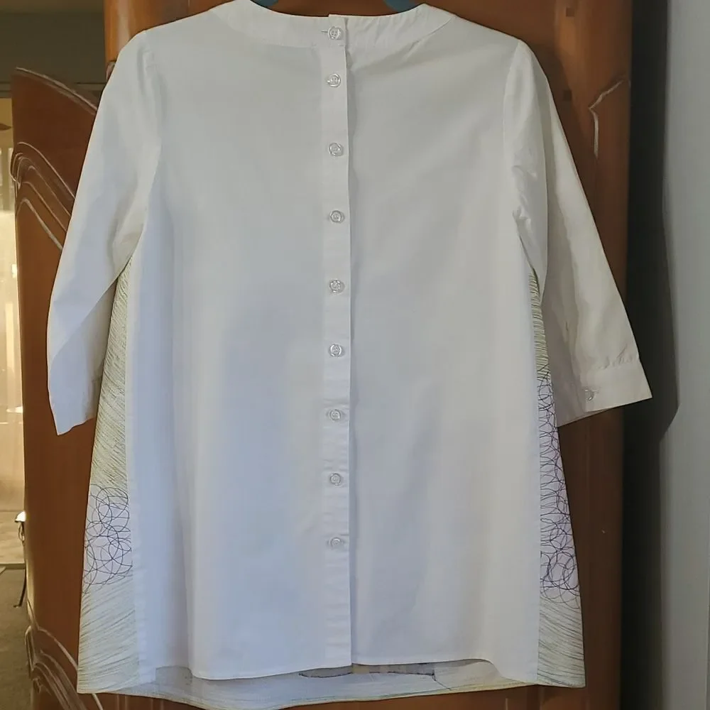 Blouse by TOO TANG,‎ Size medium. Beautiful enbroidery. 3/4 sleeves. Artsy
